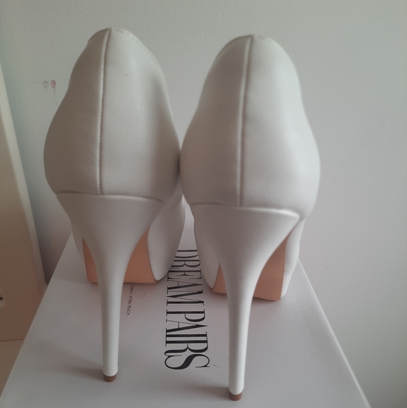 Leather white platform stiletto - Picture 3 of 7